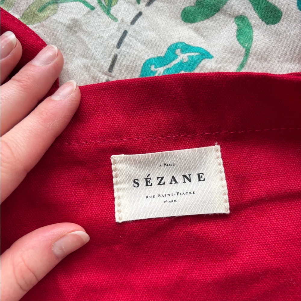 NEW Sezane LOVE Red Cotton French Tote Bag - Picture 3 of 5